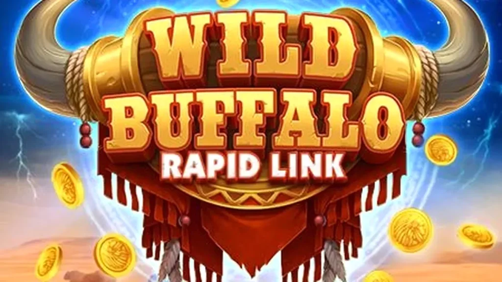 Tampilan visual permainan slot Wild Buffalo: Rapid Link dengan latar belakang alam liar